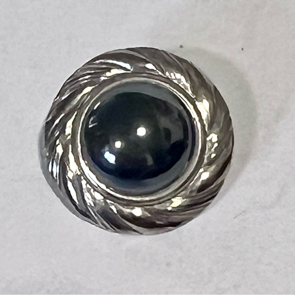 Vintage Sterling Hermatite Cabachon Clip on Earrings early 1900’s - Picture 5 of 8